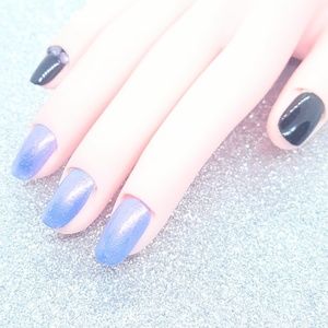 Handmade Gel Press-On Nails Black Purple Iridescen
